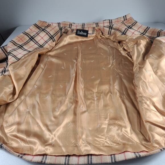 Dalton USA Made Tan Red Black Plaid Wool Lined Vintage Coat Jacket Blazer 14 - Picture 4 of 4